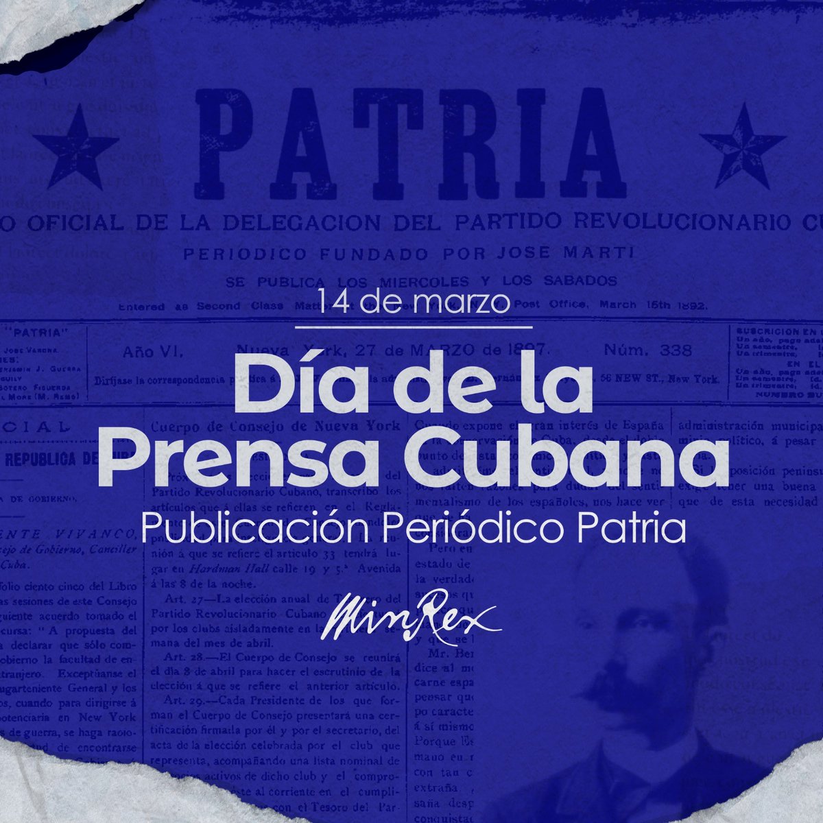 Son 132 años de creación del periódico “Patria” por José Martí. Su legado es base para un periodismo cubano digno y comprometido con la Revolución y el pueblo. Felicitamos a los periodistas y comunicadores de #Cuba en este Día de la Prensa Cubana.