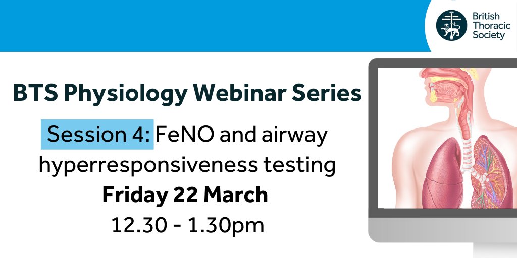 This session of the free webinar series will explore FeNO and airway hyperresponsiveness. Further information including a link to registration can be found on our website here: tinyurl.com/zyj89v4 #Respiratory #Physiology