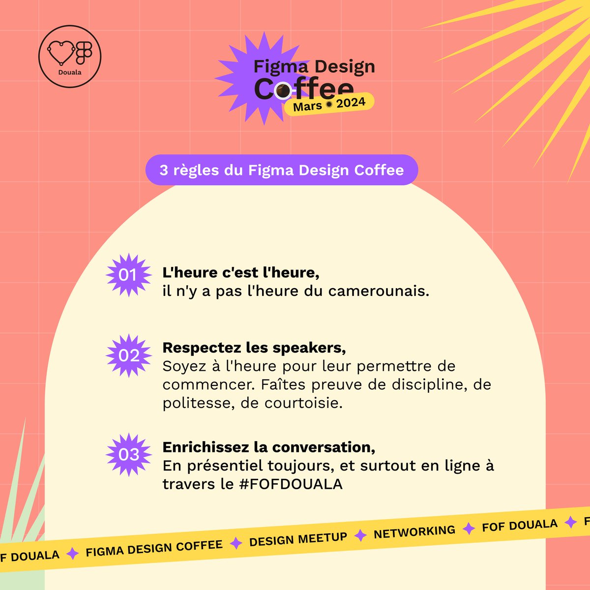 fof_douala's tweet photo. Figmates & co, rassemblement !
Le Figma Design Coffee revient en Mars pour de nouveaux échanges et de nouveaux horizons à commenter.
Quelques recos pratiques et on se dit à bientôt.
PS : Devinez les speakers 👀.
#FOFDOUALA #figma #FriendsofFigma https://t.co/BdkhHpR8IL