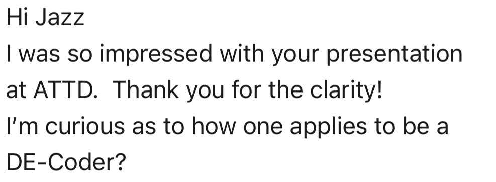 Jazzsethi95's tweet photo. What a wonderful message to receive! 😊
More interest from the community to join the #DCoded mission!
And it’s really simple - just reach out!
We always want people with lived experience to help us de-mystify science and data!
https://t.co/Vx3PVvj65P
D-Code to D-Cide 💙 https://t.co/zwL6huRq60