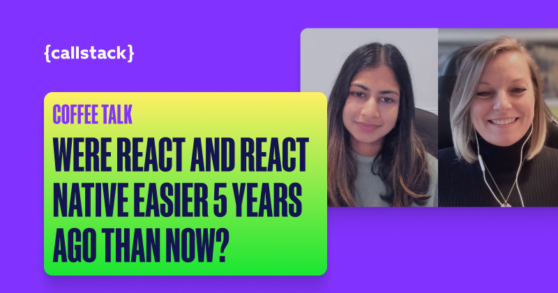 callstackio's tweet photo. Ready to explore the dynamic world of #React and #ReactNative? Our newest Coffee Talk episode is live 🚀 Join us as we compare the present #TechLandscape with insights from 5 years ago. Plus, gain career wisdom from our guests. Don’t miss out 🎙️ https://t.co/0fRSP2Nat6