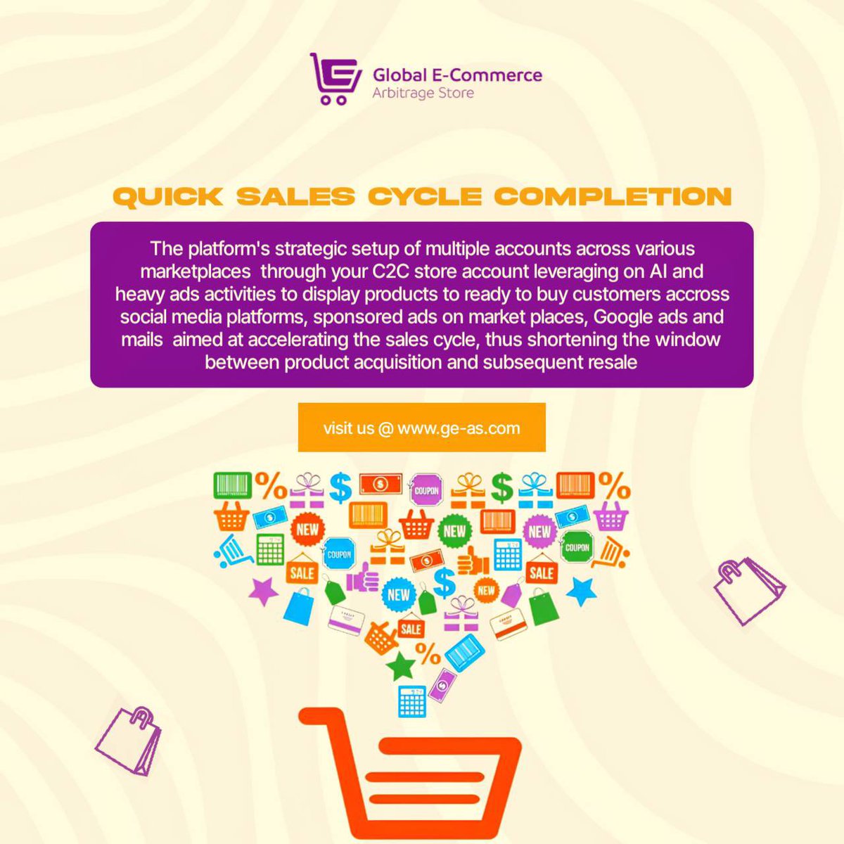 C2C_STORE's tweet photo. The sales cycle is a series of predictable phases required to sell a product, which could vary based on the instance. The length of the sales cycle can be influenced by several factors, including the complexity of the product or service, the price point, and the decision-making process. GEAS helps increase the chances of completing as many sales cycles as possible within a short time by minimizing the idle period between acquisition and resale for C2C store owners. 
G.E.A.S the centre of commerce 

Join our telegram channel with the link below 👇
https://t.co/rNwlJaHH4t

#Aliexpress #dropshipping #Solana #Amazon #ebay