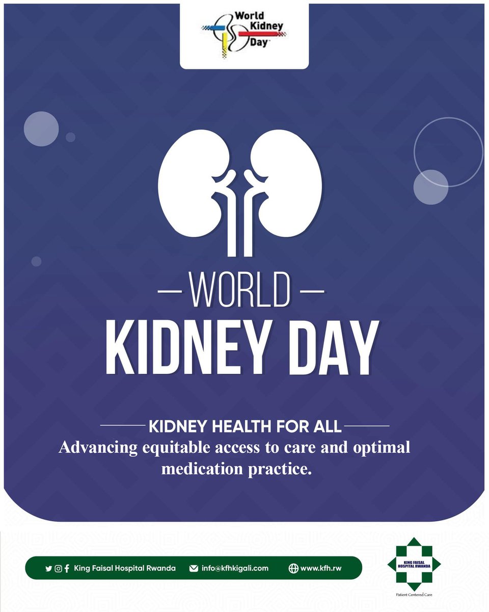 Join us in celebrating World Kidney Day 2024 at King Faisal Hospital Rwanda, where we stand committed to 'Kidney Health for All'. Together, let's work towards advancing equitable access to care and promoting optimal medication practices for better renal health outcomes.…