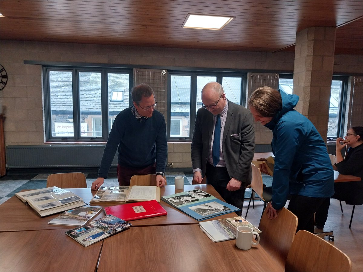 SedberghArchive's tweet photo. This morning @SedberghSchool  Common Room members who will be marshaling the Ten Mile race next Tuesday had the chance to view the fabulous historic race albums compiled by @SedberghOS  Norman Berry. We're lucky to have this incredible resource in the archive. https://t.co/X4NP1ryGFc
