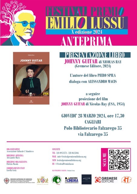 #JohnnyGuitar approda in #Sardegna per una nuova presentazione il #28marzo2024 nell'ambito del festival #premioEmilioLussu. A seguire proiezione del film cult omonimo diretto da #NicolasRay