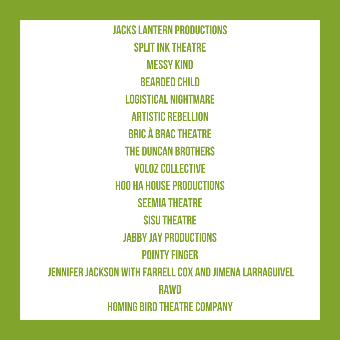 Thank you so much to everyone who applied to be our Associate Company. We were utterly overwhelmed by the quality and quantity of the applications! We’ve gone through each and every submission and are now thrilled to announce our longlist… CONGRATULATIONS!