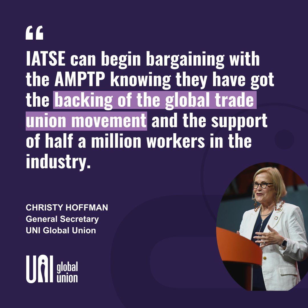 Our entertainment unions across the globe unite in solidarity with @IATSE as contract talks get underway with Hollywood producers. Your fight is our fight! 🔗uniglobalunion.org/news/uni-solid… #IASolidarity #ManyCraftsOneFight