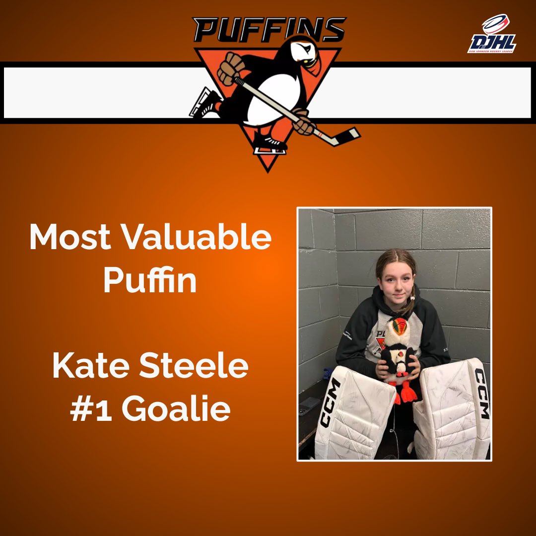 Silver for the Puffins 🎉🏒🥈 A great playoff series vs <a href="/U13AARavens/">DJHL Ravens Girls U13AA</a> @DJHLnews !  Congrats to Kate who was our MVP in last night’s game 🧡🥅