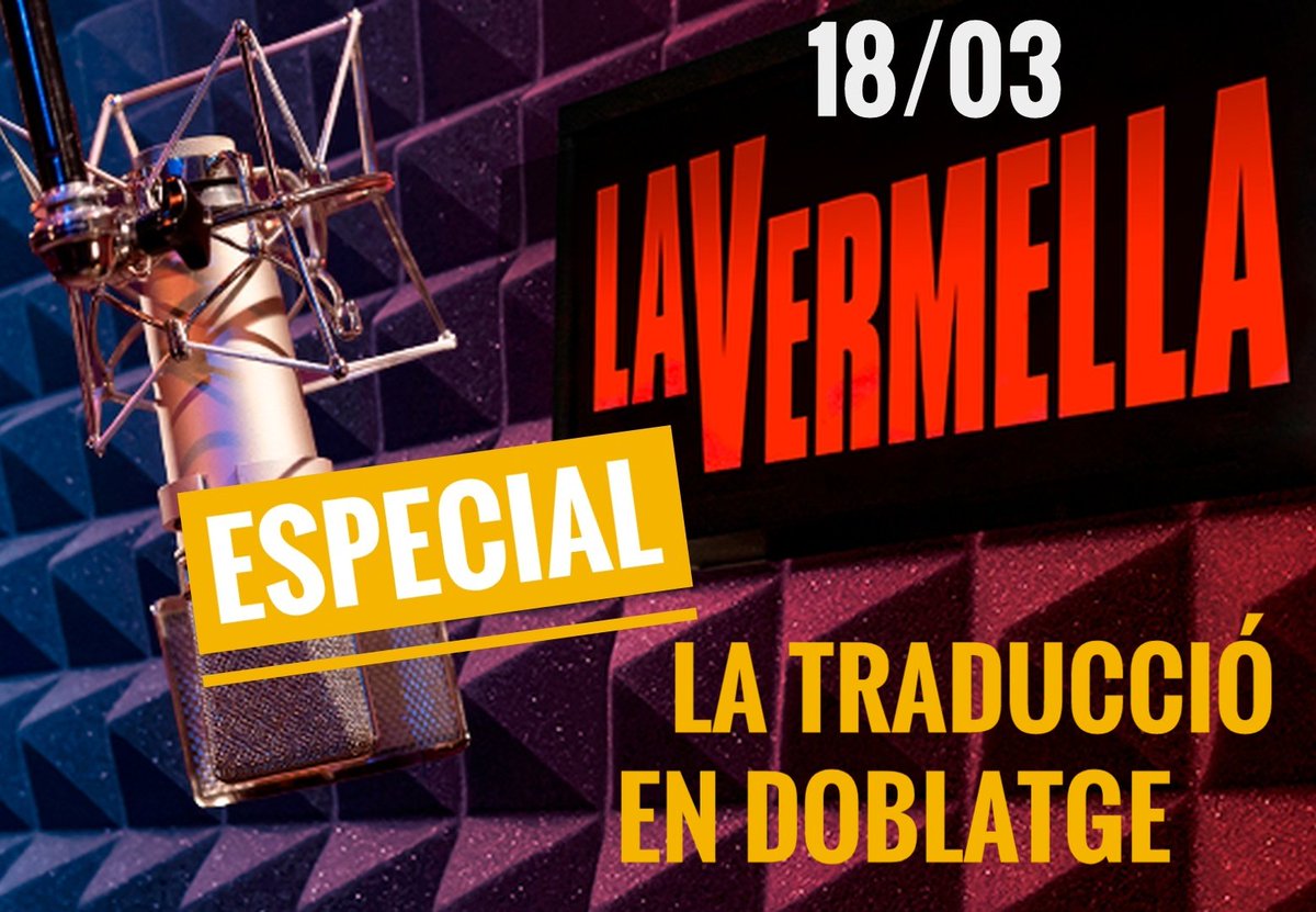 📢 Dilluns que ve a #LaVermella de <a href="/CatalunyaRadio/">Catalunya Ràdio</a> especial "La Traducció i l'Ajust en Doblatge" amb:

 - LLUÍS COMES (Hamlet, El senyor dels anells) 

- ODILE ARQUÉ (Tadeu Jones, Matrix Reloaded) 

🎙️ccma.cat/3cat/la-vermel…

#VermellaCatRàdio #doblatge <a href="/ComesLluis/">Lluís Comes Arderiu</a>
<a href="/OdileTercera/">odile arqué</a>