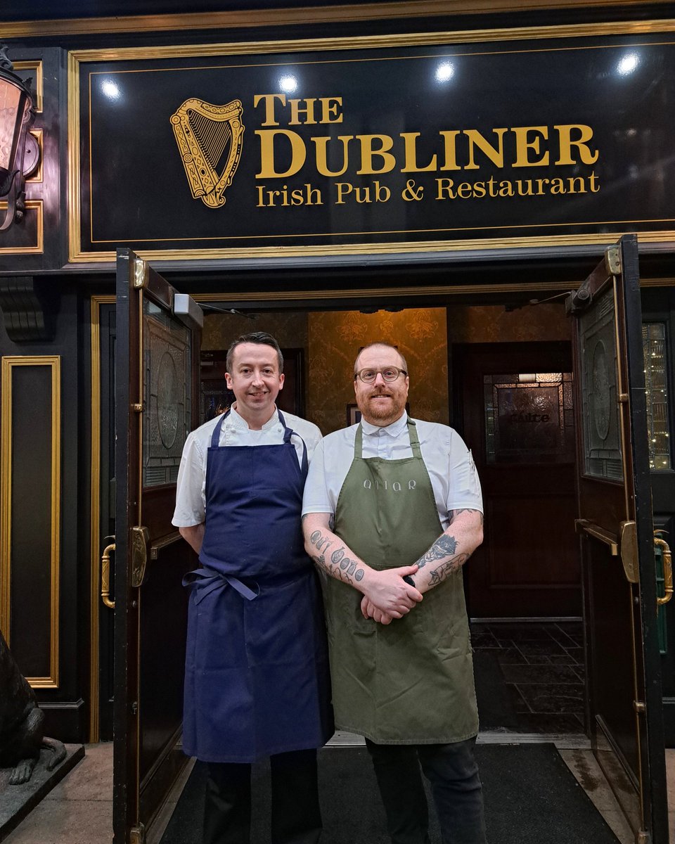 A wonderful ambassador for Irish food ☘️ In the run-up to #StPatricksDay, JP McMahon @mistereatgalway of @AniarGalway in @galwayswestend spent some time at The Dubliner Irish Pub & Restaurant in Boston, cooking with Aidan McGee 🔥👏 Love to see it! #galway #ireland #irishfood