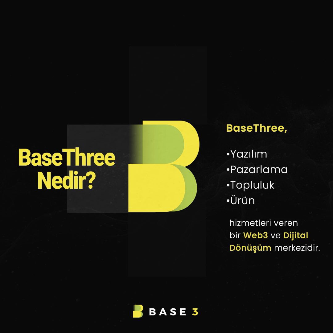 Yarın duyuracağımız büyük iş birliğinden önce Web3 ve Dijital Dönüşüm Merkezi olan BaseThree’yi daha yakından tanıyın 🤩

Takipte kalmayı unutmayın!
