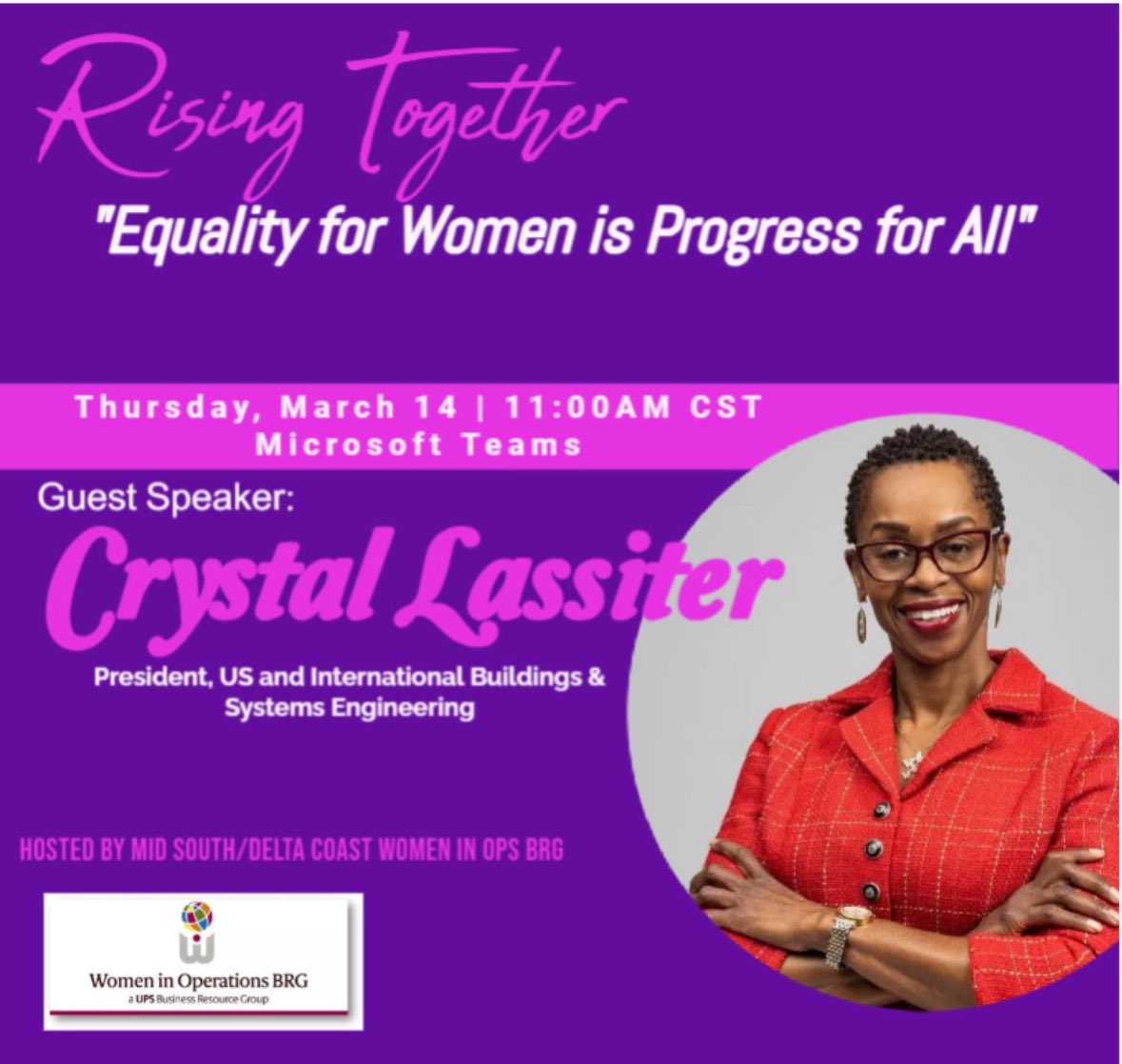 You're invited to Mid South and Delta Coast WIO BRG presents: Rising Together, 'Equality for Women is Progress for All' Thursday, March 14, 2024 11:00 am - 12:00 pm (CST) teams.microsoft.com/l/meetup-join/… Tap on the link or paste it in a browser to join.