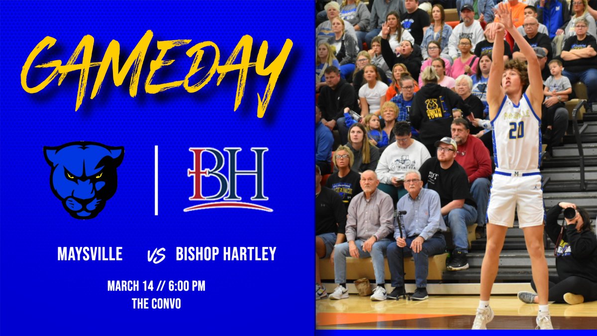 Maysville_Bball's tweet photo. ๐๐จGAMEDAY ALERT!๐จ๐
Forget your clocks at home! Its always ๐ :30 in the Convo! #OurFamilyOurProgram https://t.co/d8weolTsok