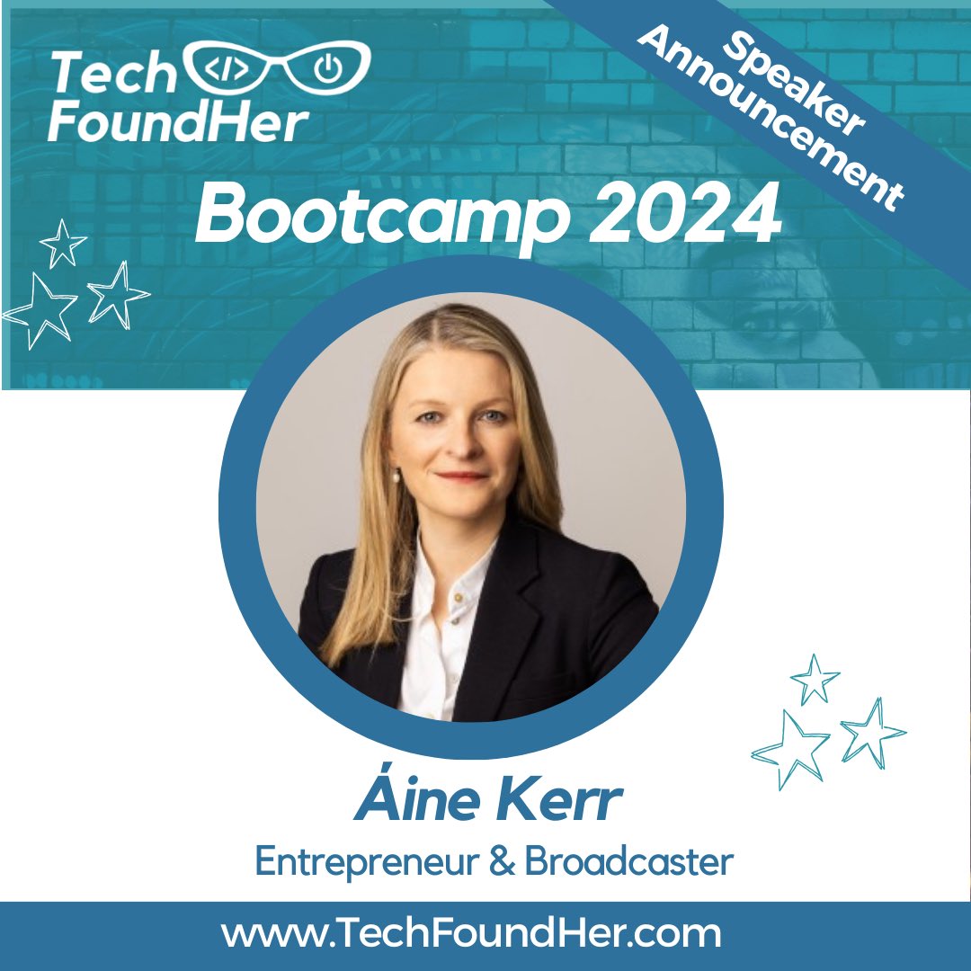 Bootcamp Speaker Announcement: Delighted to announce that @AineKerr (Entrepreneur and Broadcaster) is speaking at our flagship event on Tuesday 16 April in the beautiful Dublin City Hall. eventbrite.ie/e/techfoundher…