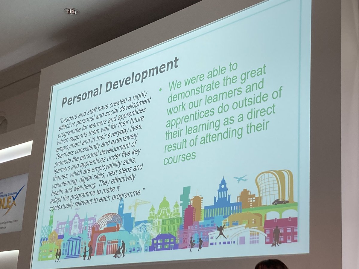 Fabulous to hear from Leeds City Council around achieving outstanding; a positive and informative start to our Network Event. Top tip; record evidence as you go to demonstrate how your provision has led to learners increasing community involvement. #HOLEX #SpeakUp4AdultEd