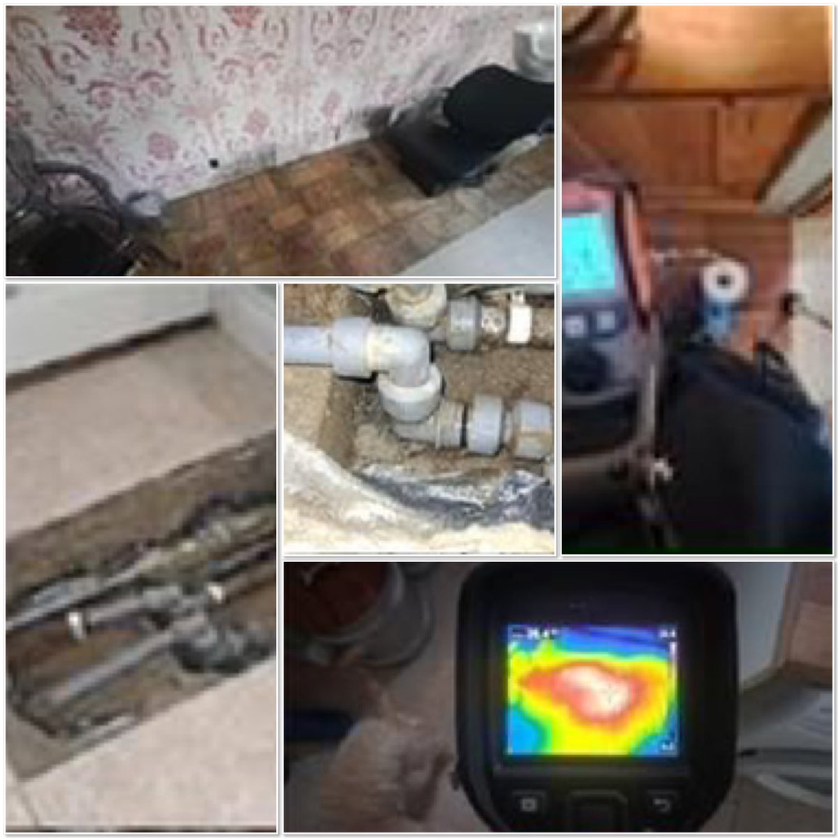 A great find from Leak Detection Specialist Calvin Price. There was a leak on the heating pipework. There is damage to the floor & wall, and tracer gas testing and thermal imaging located an issue in the floor. The area was excavated and the leak was exposed. Nice one Calvin!