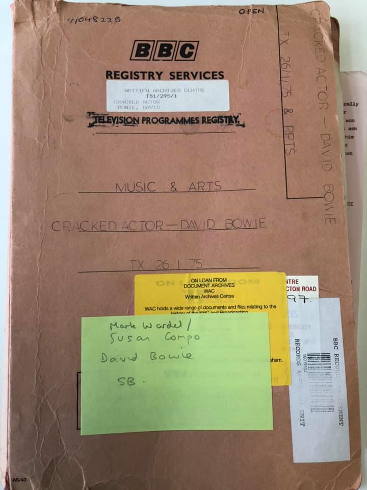 4 years ago at BBC archives I pored over 100s pages of Cracked Actor information in the original 1975 BBC production file as research for mine & Susan Compo's book 'The Fly In The Milk-David Bowie and Cracked Actor' 
redplanetmusicbooks.com/collections/fu…  #davidbowie #crackedactor #bowiebook