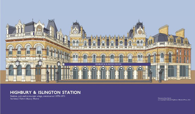 langrabbie's tweet photo. And not forgetting @RebuildHighbury the campaign to replace the current utilitarian Highbury &amp; Islington station (and the postwar Famous Cock Tavern) with a rebuilding of Edwin Henry Horne's civic grandeur. https://t.co/fZ2YDL0kPO