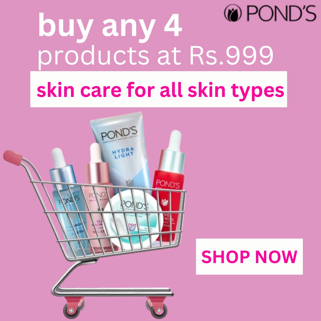 🩷Buy Any 4 Ponds Skincare Products At Just Rs.999😍
Active Offer👉bit.ly/49SWVJJ

#ponds #skincareproducts #discounts #offers #OfferSale #CouponMoto #shoponline #coupons #skincareaddict