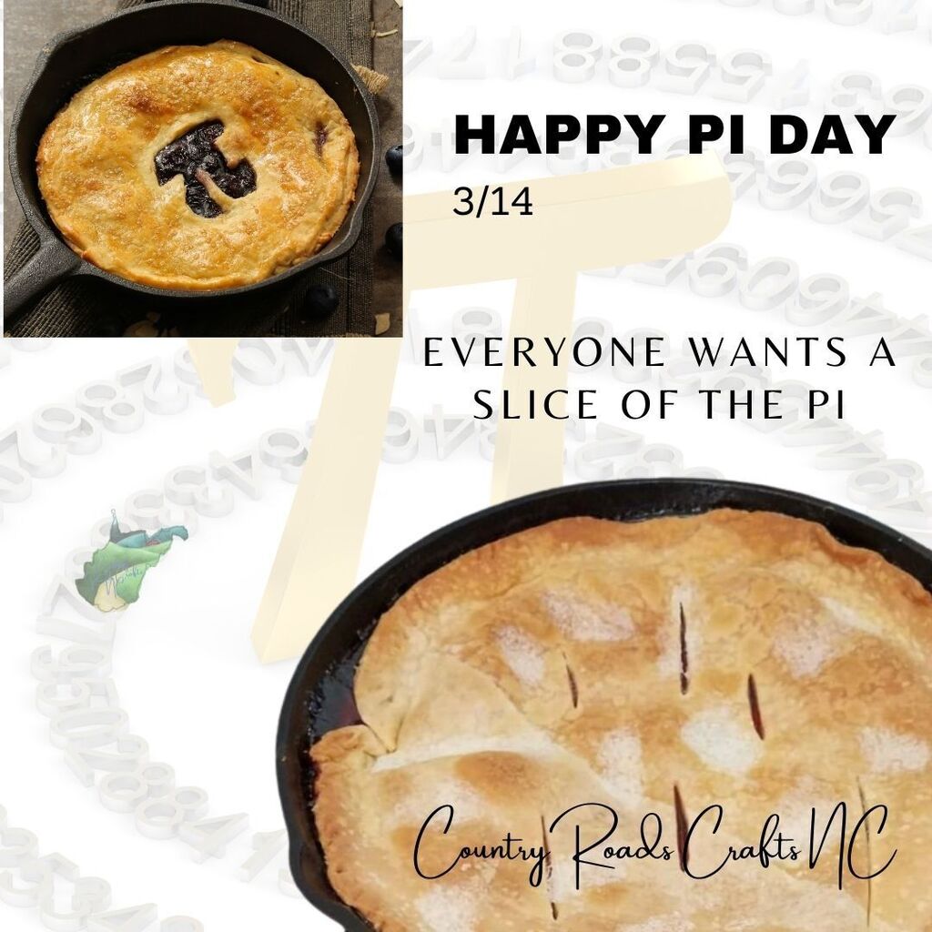Ms_Holly_Miller's tweet image. March 14 is &quot;Pi Day&quot;, a celebration of the approximate ratio of the circumference of a circle to its diameter, Pi Day was recognized by Congress in 2009 as well as the United Nations.
#piday #countryroadscraftsnc #pidaypie #cherrypiecottage #smallbusines… instagr.am/p/C4fiywGRH0h/
