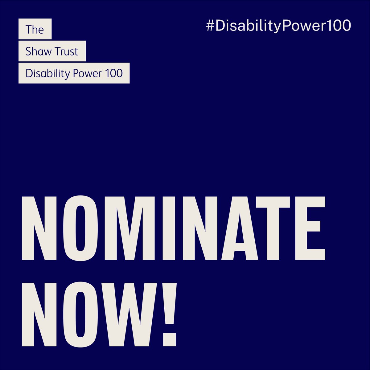 Nominations are open until 31 March 2024. WHO will you nominate? disabilitypower100.com/nominations/