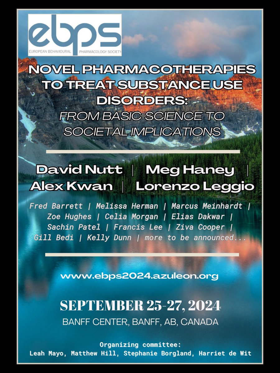 You are not ready for this line-up 😶 

Check out the (current) list of speakers for #EBPS2024. Join us for our  workshop:

'Novel pharmacotherapies to treat substance use disorders: From basic science to societal implications' 

Registration March 20th 

ebps2024.azuleon.org