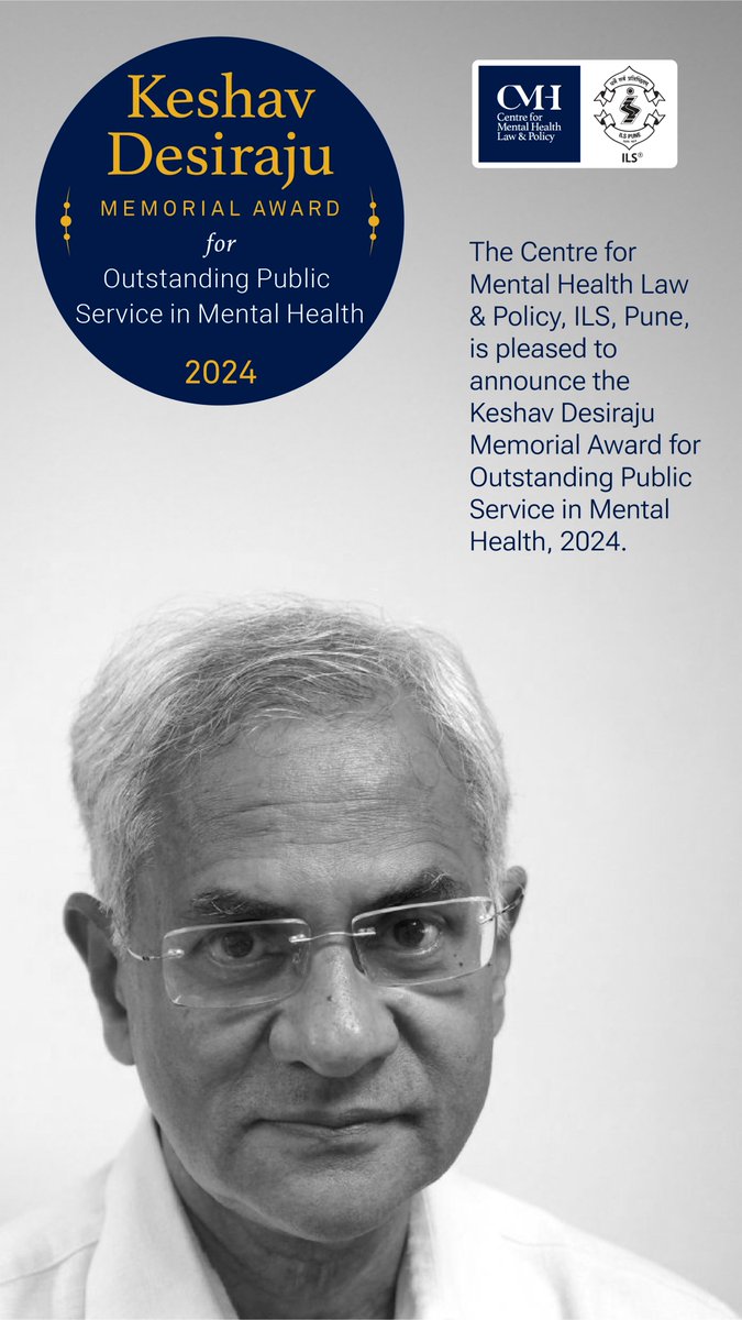 Last call for applications for the 'Keshav Desiraju Memorial Award for Outstanding Public Service in Mental Health, 2024.' Deadline to apply: 17 March 2024 Details: cmhlp.org/keshav-desiraj… #KeshavDesiraju