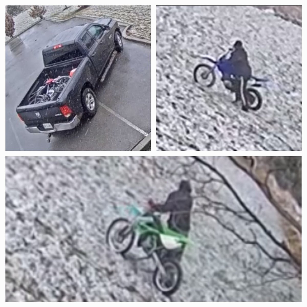 #HaldimandOPP is investigating a B&amp;E and theft of 2 dirt bikes from an Industrial Drive #Caledonia address last weekend. If you recognize these persons of interest or have any info, call #OPP 1-888-310-1122 or <a href="/hncrimestoppers/">H-N CrimeStoppers</a> 1-800-222-8477
<a href="/HaldimandCounty/">Haldimand County</a>^pc
