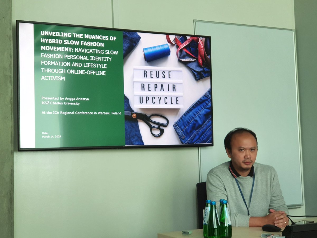 Third panel presentation by Angga Ariestya from Charles University, Prague, focuses on the Slow Fashion Movement in Southeast Asia and the role of online communication in their personal identity formation.
#icawarsaw