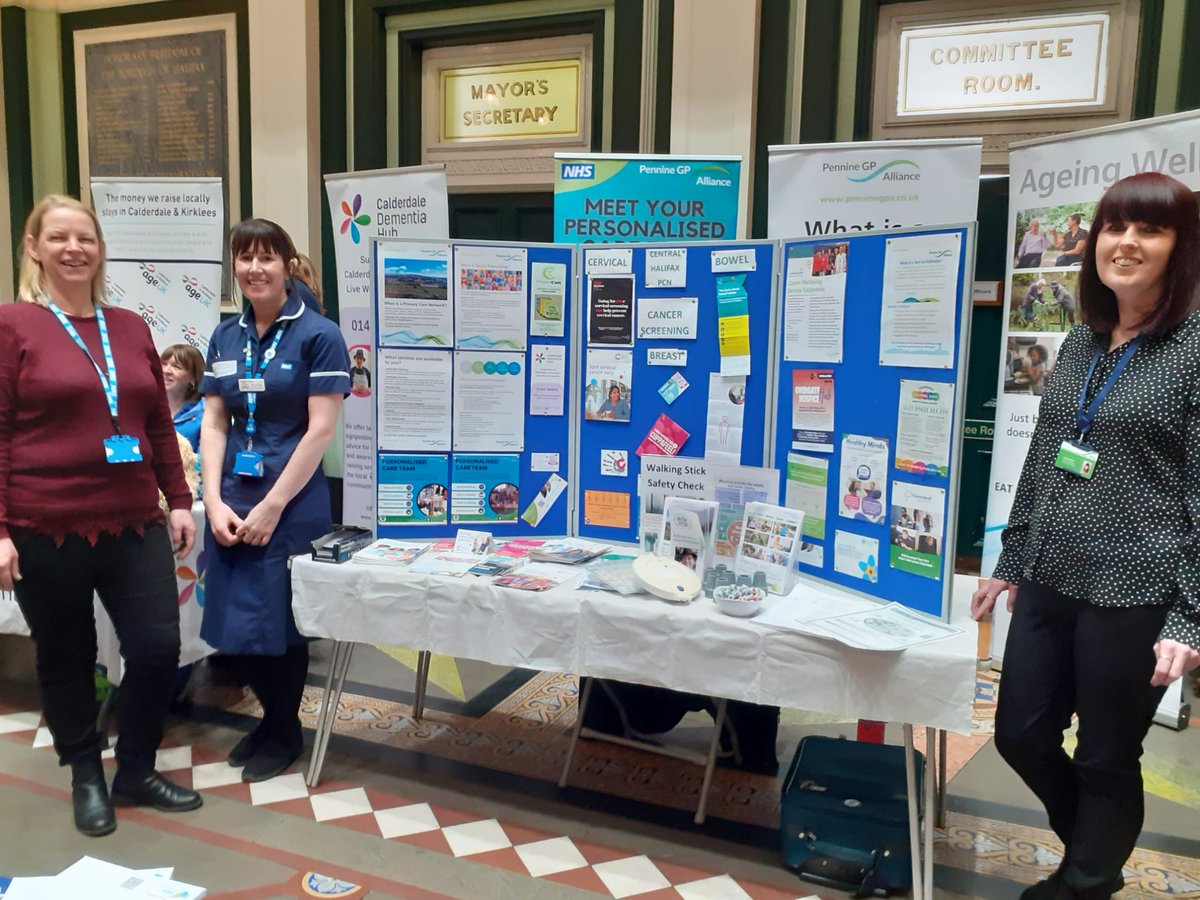 @X The Personalised Care Team is attending the Older Person’s event at Halifax Town Hall from 10-2 pm today. Lots of information to share and a variety of services to speak to.