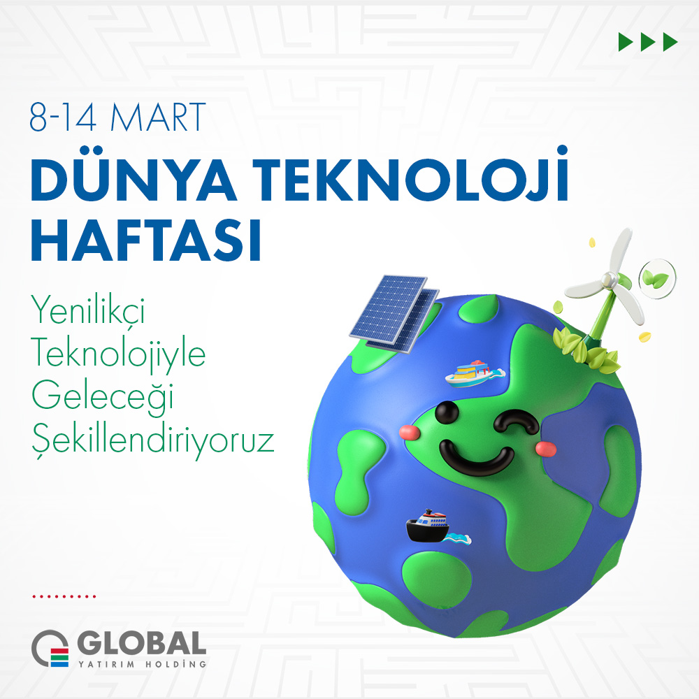 Dünya Teknoloji Haftası kutlu olsun! Global Yatırım Holding olarak, teknolojinin gücünü kullanarak sürdürülebilir gelecek için inovasyonu destekliyoruz. Daha yeşil, daha akıllı ve daha sürdürülebilir bir dünya için çalışmaya devam ediyoruz. 💻🌍 #TeknolojiHaftası