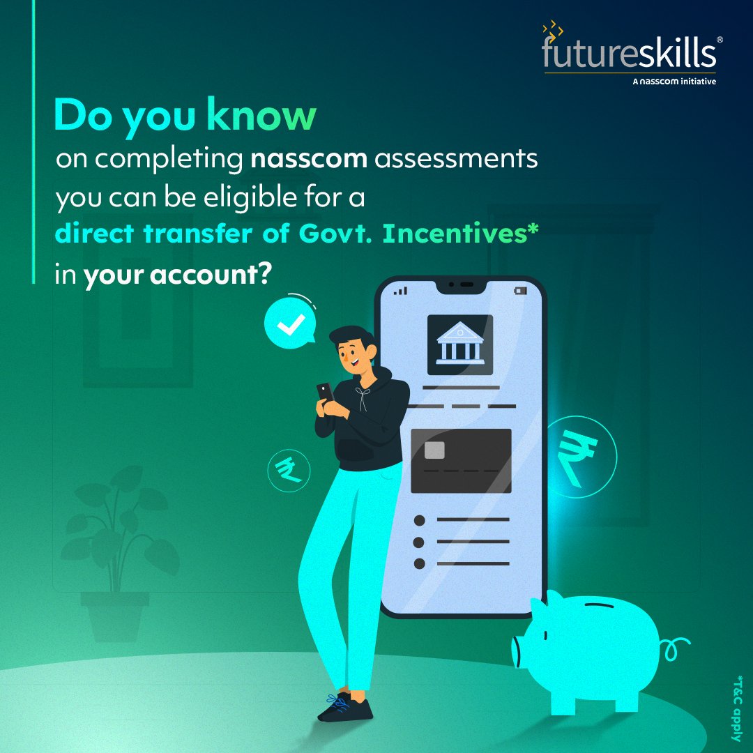 It's time to join the Skilling Revolution! With three easy steps, you can be eligible for incentives worth Rs. 14,500*.

To know more: futureskillsprime.in/govt-of-India-…

#FutureSkills #nasscom #builtbyskills #inevitableindia #techyuva #NariShakti #TechSHEs