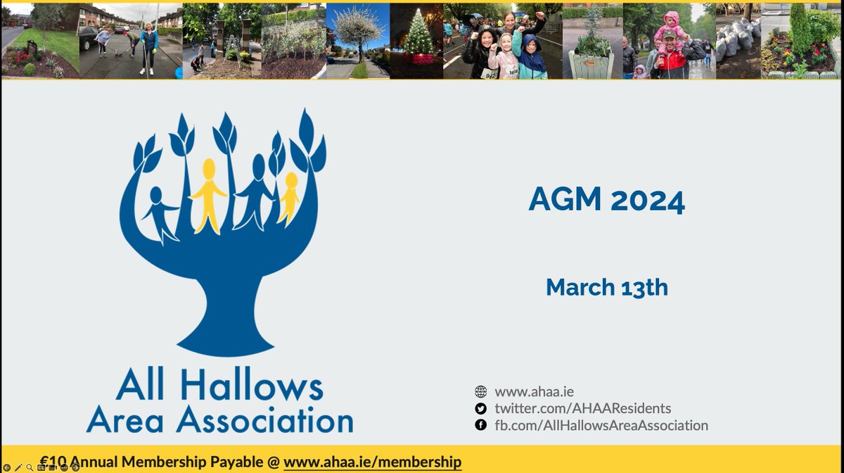 Thanks to all our members, neighbours, fellow resident association representatives and public representatives for joining our AGM last night both in person and online. A copy of our presentation is now available for download on our website at ahaa.ie/about/documents