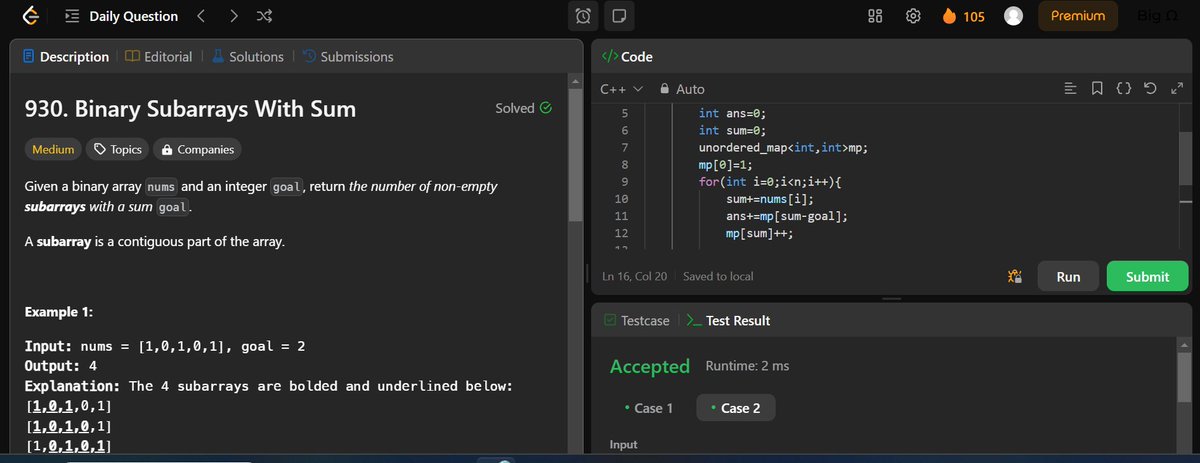 Rajende17438932's tweet photo. Today's Problem #GFG and #Leetcode are here...!!!
"Binary Subarrays With Sum", is based on prefix sum approach,"Largest subsquare surrounded by X", is based on brute-force approach.
#dsa #algorithm #code #CodingJourney #codinglife #CodingEvolution #codingChallenge. https://t.co/dbqPC81NxR