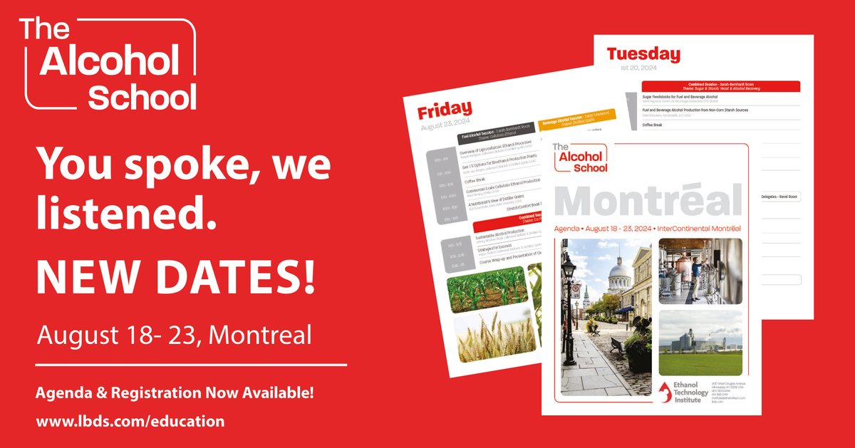 The 2024 Alcohol School in Montreal will now be held in August. Check out the full agenda at lbds.com/education and discover why this is the industry’s educational event of the year!
#AlcoholSchool #AlcoholSchool2024 #ASMontreal2024 #Lallemand #LBDS #Yeast #Fermentation