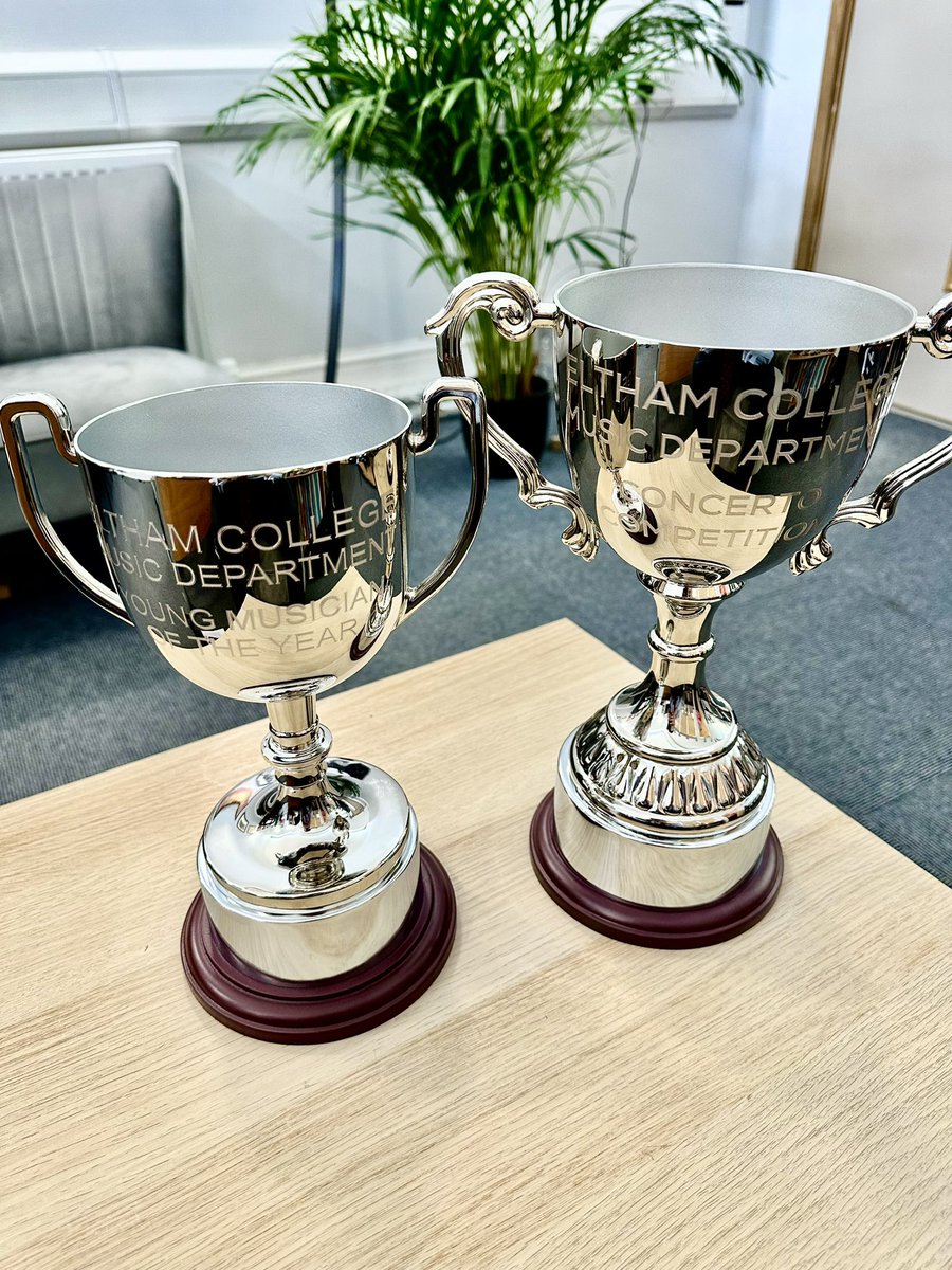Delighted to have these shiny new trophies arrive this morning - the LH ready for our inaugural Eltham College Young Musician of the Year final later this month, and the RH ready to be presented to our soloists at our @BlackheathHalls concert next weekend…