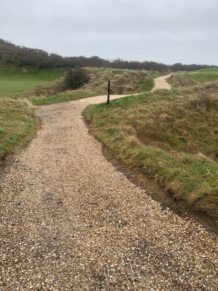 TenbyGolfClub's tweet photo. This week our greenkeeping team have been busy revamping the bunker on the 15th hole with fresh turfing along the sides, and then reshaped with new sand. 🌱
They've also completed the path on the 4th with some lovely cockle shell surfacing. 🐚🌊🦈
#greenkeeping #courseupdates https://t.co/HJzrKG8OPP