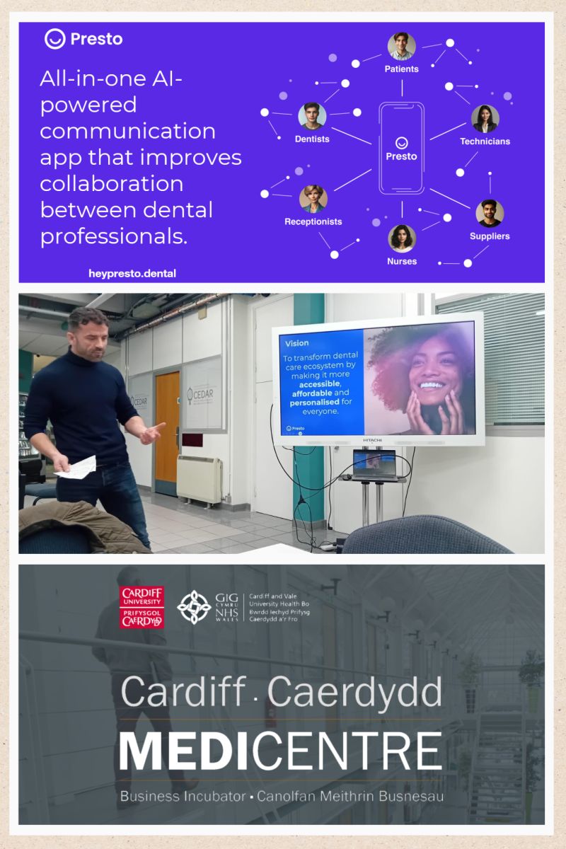 Thanks to Baf Kurtulaj, MBA for attending the Cardiff Medicentre Coffee Morning showcasing Presto Dental new software allowing for seamless communication that improves collaboration between dental professionals and practices.
#dentalmarketing #dentalcommunity #cardiffuniversity