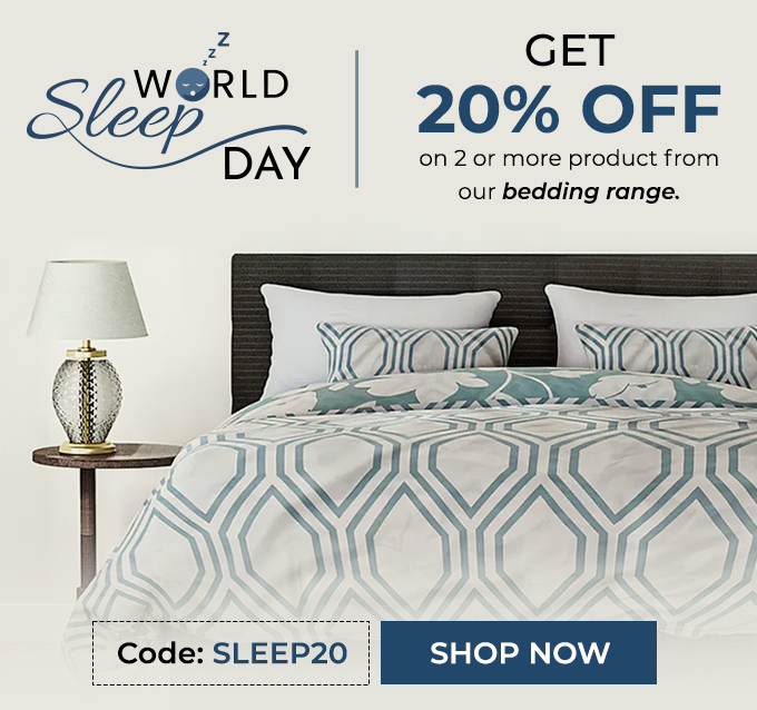 🌙💤 Snuggle into comfort with an exclusive 20% OFF when you buy any 2 or more items from our dreamy bedding range. Use the code SLEEP20 to elevate your zzz’s to cloud nine! ow.ly/C1rA50QT6BR #WorldSleepDay #SweetDreams #BeddingBliss 🌟