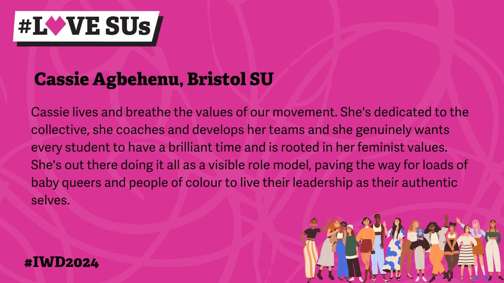 Cassie lives and breaths the values of our movement @Bristol_SU #IWD2024 #InspireInclusion #LoveSUs