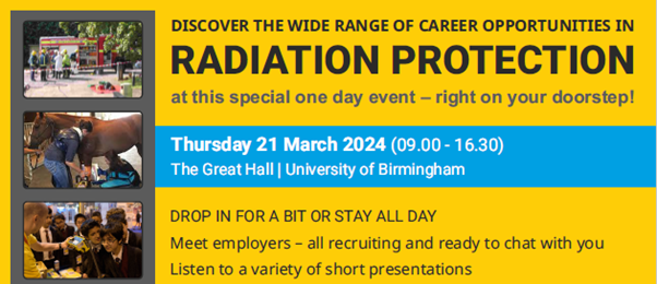 Just 1 week to go until our special careers event - totally on Radiation Protection! Univ of Birmingham, 21 March - Great Hall.  <a href="/careersbham/">UoB Careers Network</a> Exhibitors, Short Presentations, <a href="/atkinsrealis/">AtkinsRéalis</a> <a href="/ProfMikeWood/">Prof Mike Wood</a> Book now to get  a prize draw ticket!   rb.gy/brw5t3