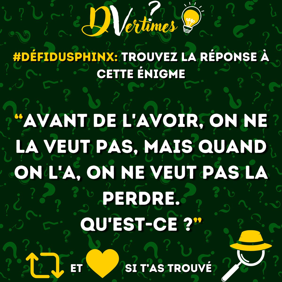 Allez c'est parti pour le #DéfiDuSphinx !

Un peu plus simple pour compenser avec ces derniers jours 😅

RT/FAV si toi aussi tu ne veux pas l'avoir
