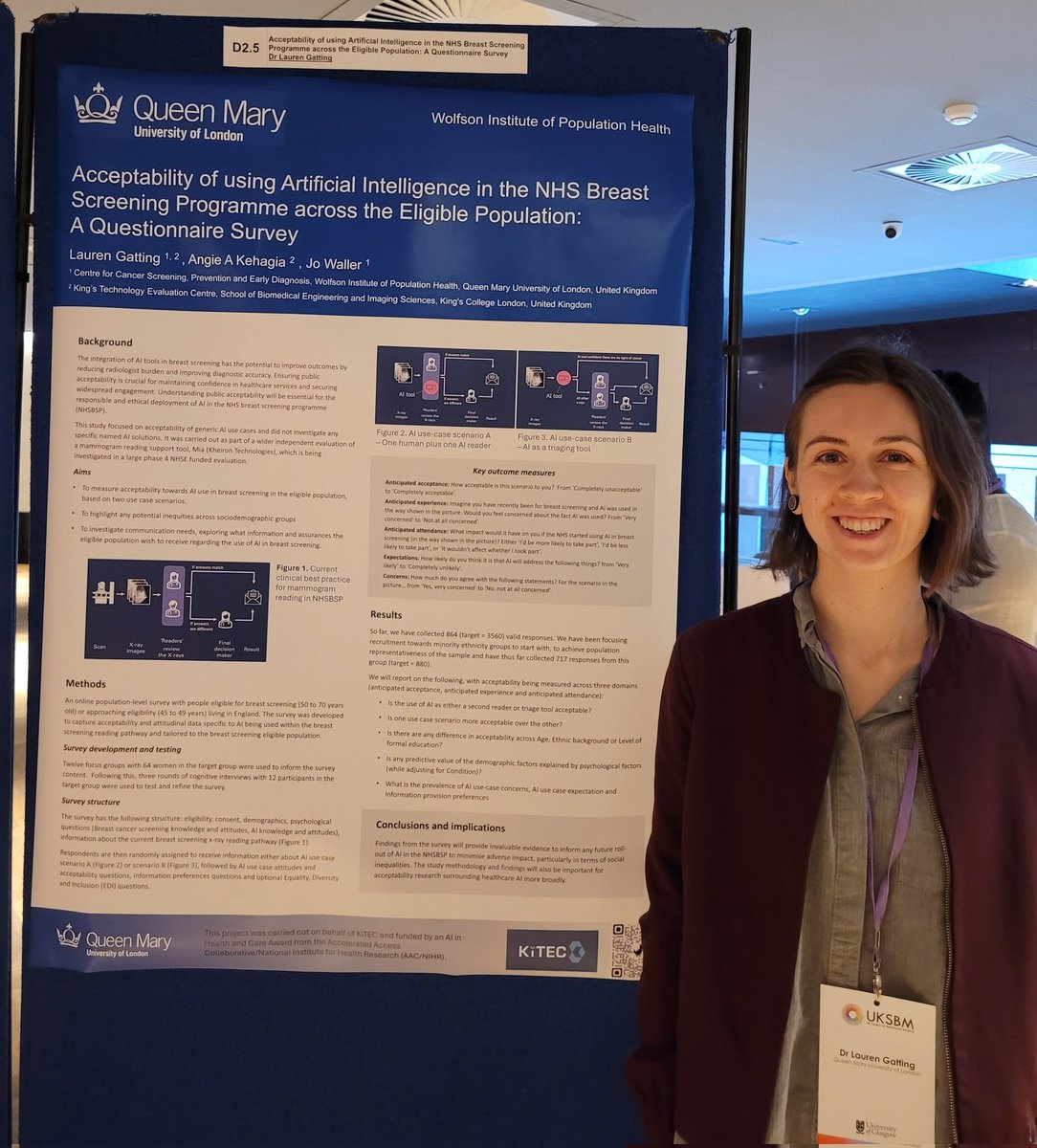 Jo Waller (@jo_wallerphd) on Twitter photo Next up from <a href="/QMUL_WIPH/">Wolfson Institute of Population Health</a> is Dr Lauren Gatting presenting work on the acceptability of AI in breast screening #UKSBM2024 Next up from <a href="/QMUL_WIPH/">Wolfson Institute of Population Health</a> is Dr Lauren Gatting presenting work on the acceptability of AI in breast screening #UKSBM2024