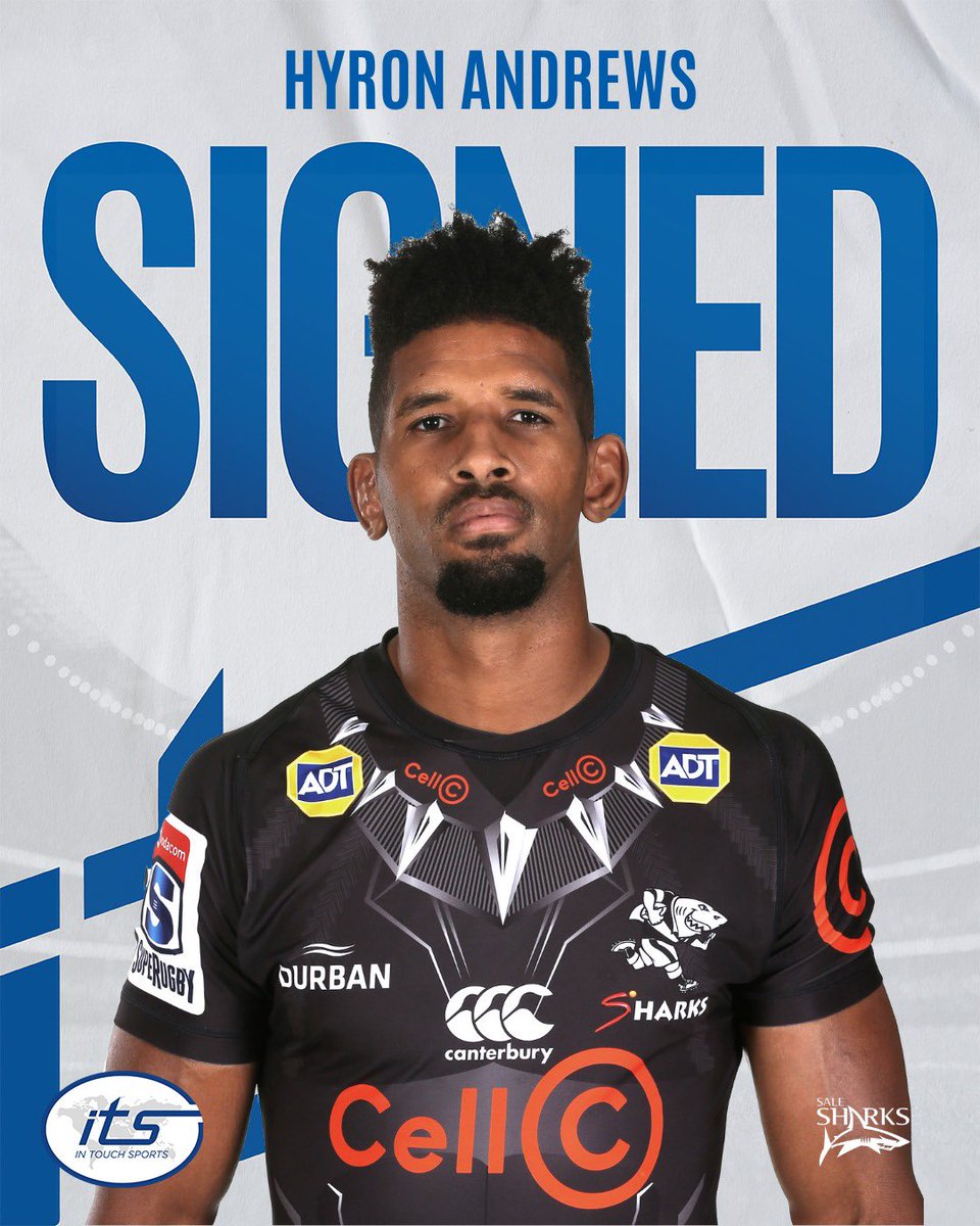 InTouchSports's tweet photo. #NEWSIGNING
Congrats to Hyron Andrews on his official signing with @SaleSharksRugby.
We wish you all the best going forward on your new journey with your new team.
Good luck!
#ITS #SaleSharks #SaleSharksRugby #rugby #intouchsports #ITSannouncement #ITSSigning #itsrugbydeals https://t.co/dWmW9mMAMe