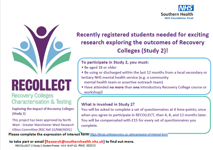Find out more about our project into Recovery Colleges, why it’s important and how to take part - all in under 3 minutes. Participants receive a £15.00 shopping voucher, watch this clip to find out more bit.ly/41jXEP5