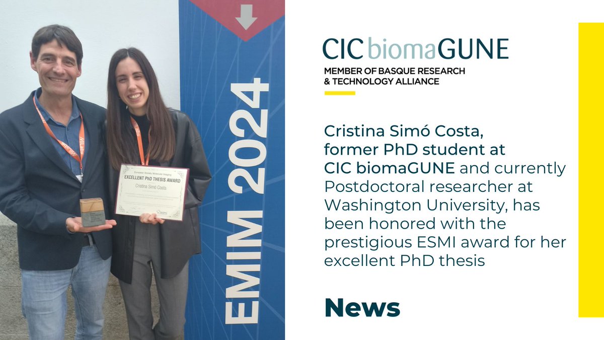 🎉Congrats Cristina! Has been honored with the prestigious #ESMI #award for her excellent #PhD #thesis about the use of #nanomotors as potential #theranostic agent for #bladder #cancer, presented at the 19th European #Molecular Imaging Meeting #EMIM24 🆕bit.ly/43eQhLB