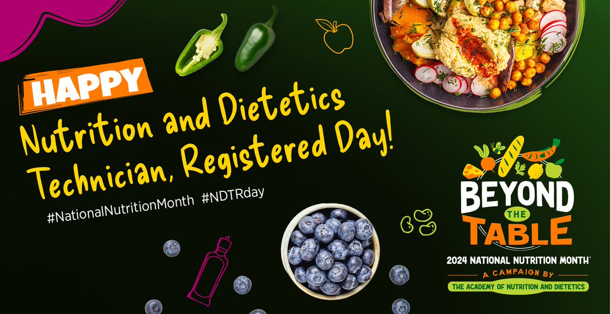 eatrightPRO's tweet photo. Happy Nutrition and Dietetics Technician, Registered Day! 🎉😄🎊🎈

Today and every day, we thank you all for using your nutrition expertise to help people make positive lifestyle changes. 🙏

Learn more and celebrate #NDTRday: https://t.co/GR0O73a33D

#NationalNutritionMonth https://t.co/8fGijiBdLO