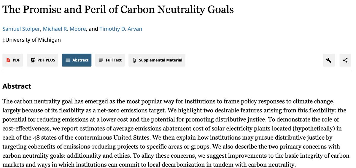 🆕 New feature in the Winter 2024 volume of <a href="/ReepAere/">Review of Environmental Economics and Policy</a>:

"The Promise and Peril of Carbon Neutrality Goals" by Samuel Stolper (<a href="/samstolper/">Samuel Stolper</a>), Michael R. Moore, and Timothy D. Arvan

Read it here: journals.uchicago.edu/doi/10.1086/72…