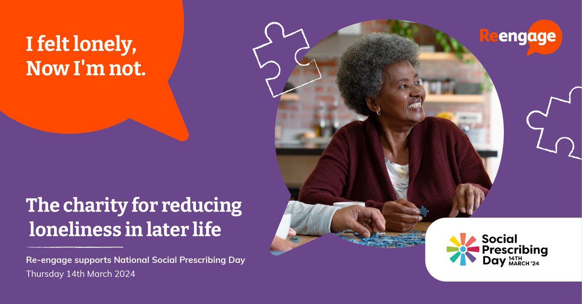 It's National #SocialPrescribingDay. At Re-engage, we connect people aged 75 and over to combat loneliness or isolation. We bring companionship & purpose through community, improving well-being & sparking joy. Anyone can refer an older person to us: bit.ly/3pISGvb