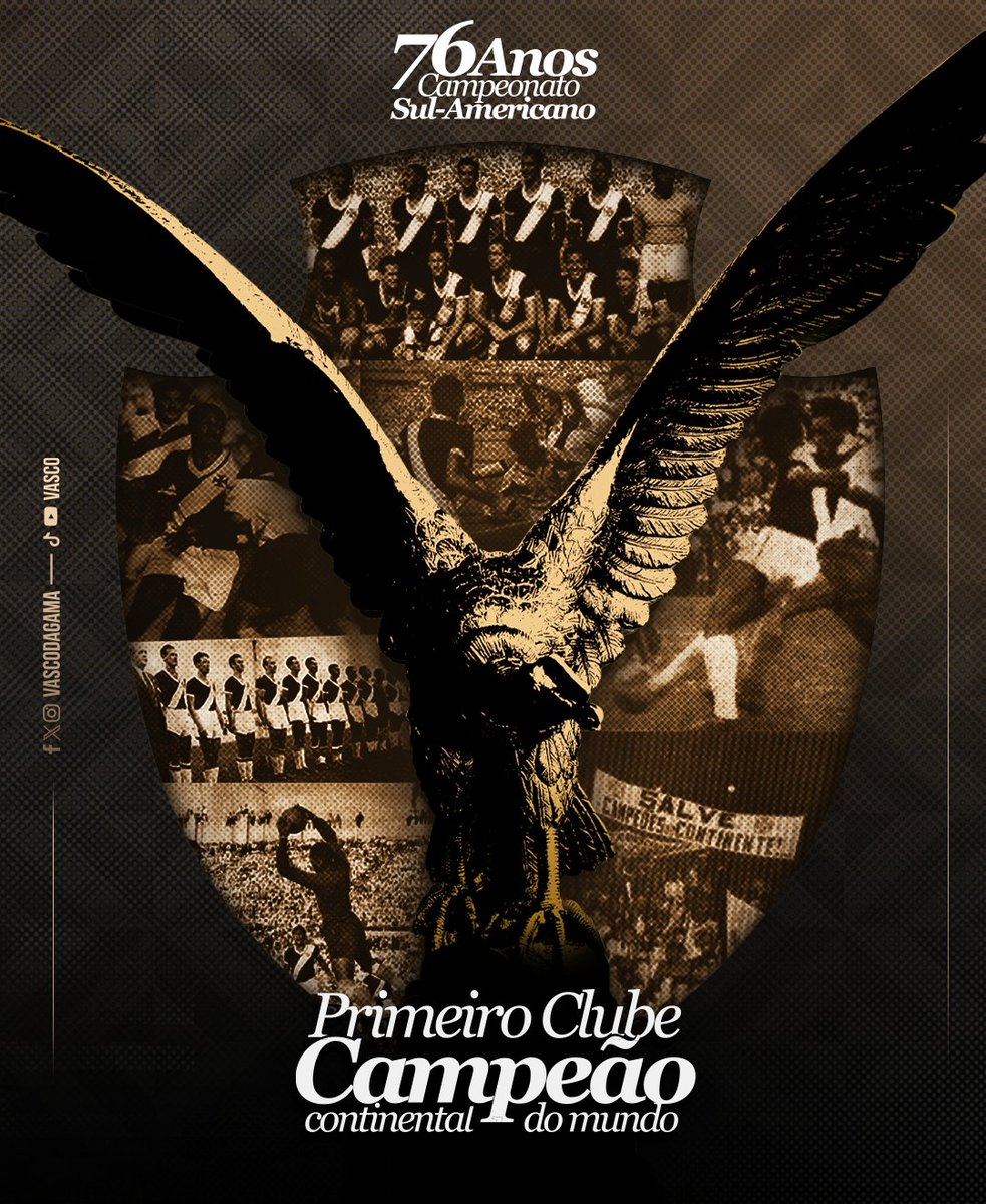 VascodaGama's tweet image. 76 anos do Campeonato Sul-Americano de Campeões de 1948 🏆

💢 De forma invicta, o #VascoDaGama conquistou a América pela primeira vez em 1948, sendo também pioneiro mundial em uma conquista continental.